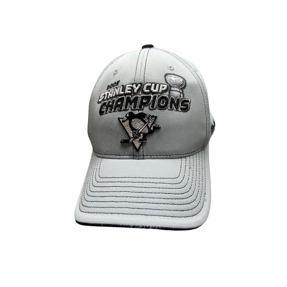 Reebok Pittsburgh Penguins 2009 Stanley Cup Champions Hat Gray Flexfit Mens OSFM
